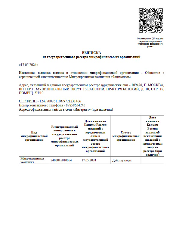 Лицензия МФО